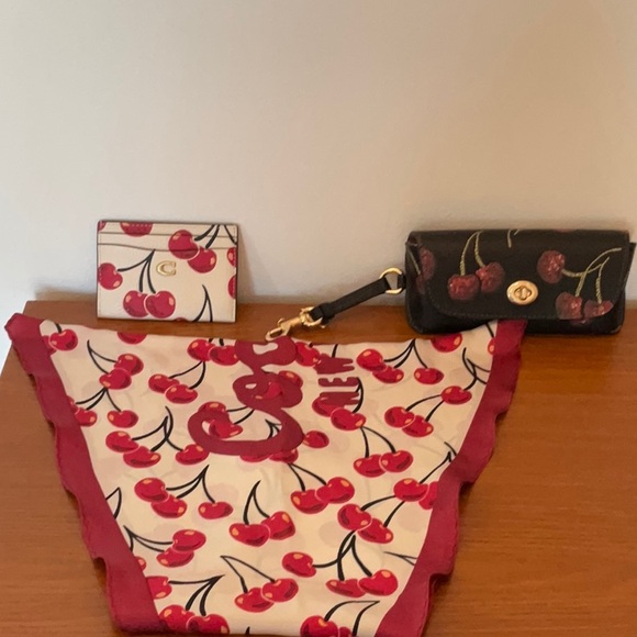 Coach Diamond Cherry Silk Scarf - Picture 9 of 10